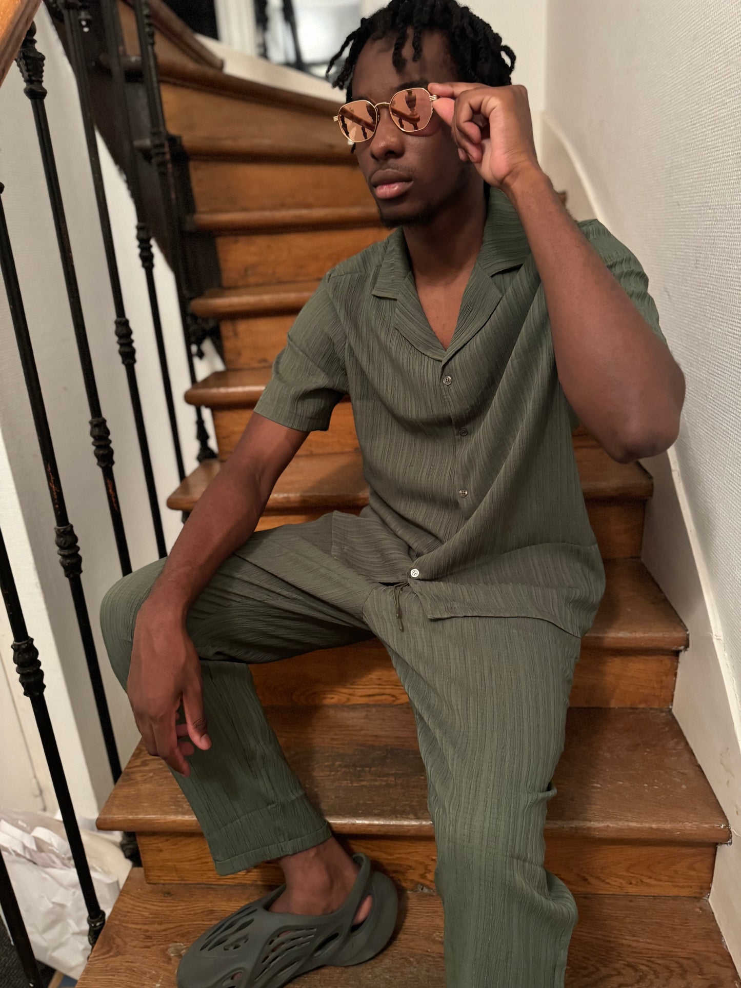 Ensemble chemise pantalon kaki