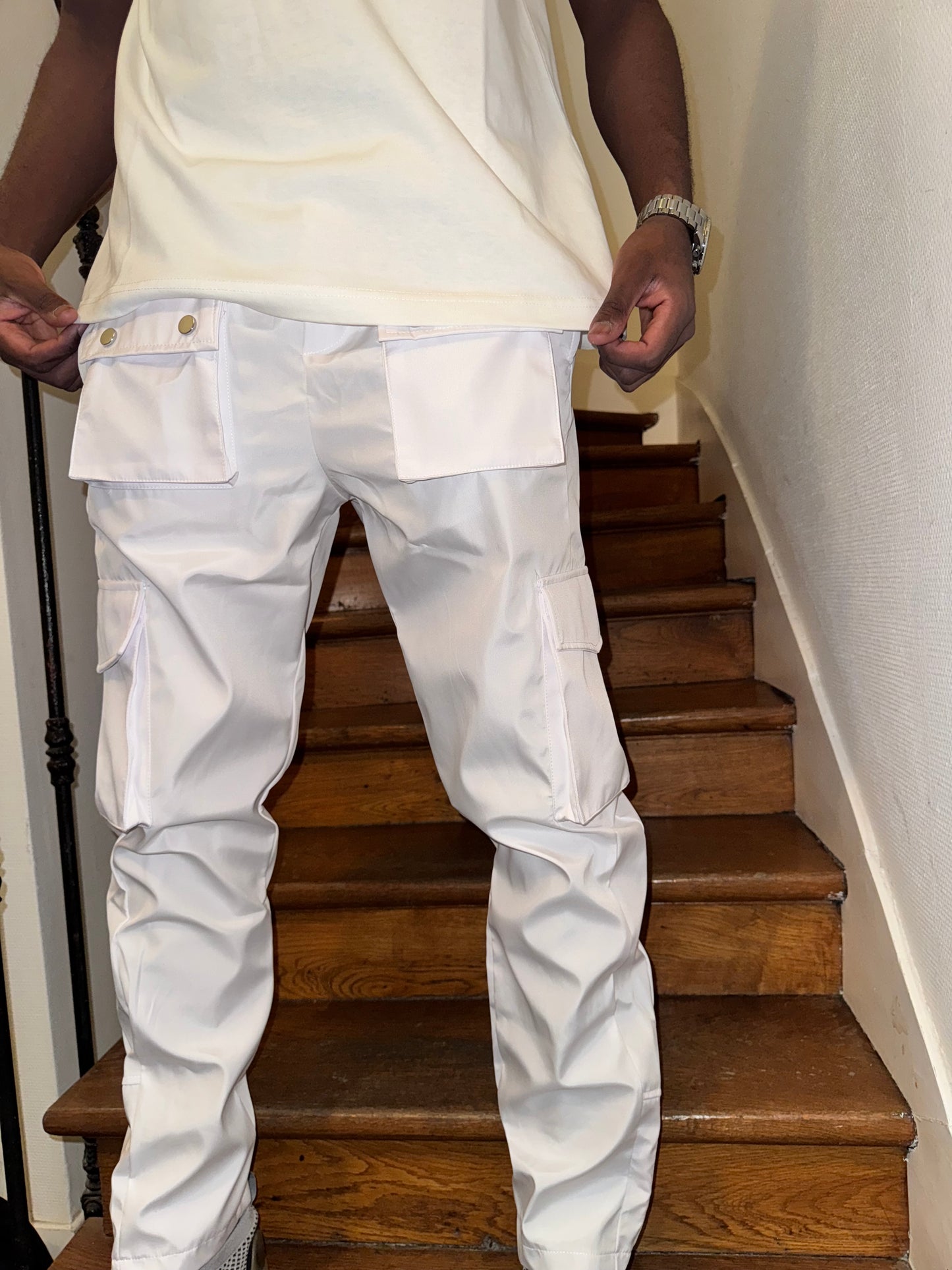 Pantalon cargo blanc